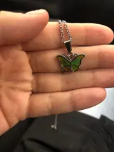 JUCHAO-colgante de acero inoxidable con forma de mariposa para mujer, collar con Control de temperatura, cambio de Color, joyería