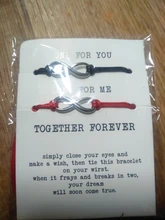 2 unids/set uno para ti, uno para mí juntos para siempre amor infinito encanto 8 pulsera cordel rojo pulseras de pareja de amantes deseo joyería