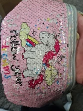 Riñonera con estampado de lentejuelas de unicornio para niños, bolso de pecho con dibujos animados, de viaje al aire libre, bolsillo para teléfono