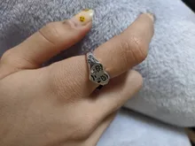 925 anillos de plata esterlina genuinos de 2 capas para mujer, anillos negros finos minimalistas de Gema circular, joyería tallada S925