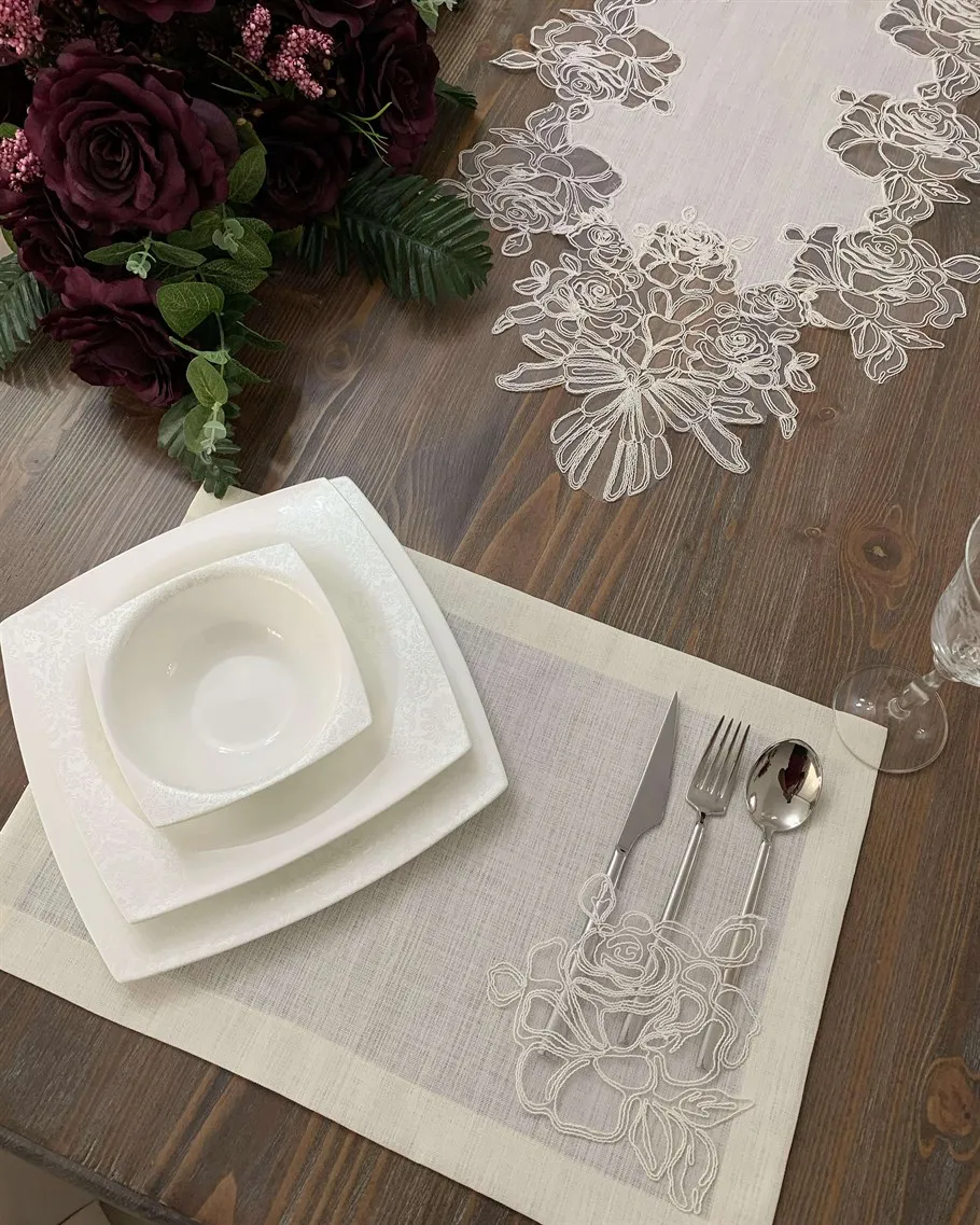 Luxury Table Runner and Placemat Service Set - Rose Decorative (12 Persons Set) | Wedding | Dinner | Table Runner | Napkin
Luxury Table Runner and Placemat Service Set - Rose Decorative (12 Persons Set) | Wedding | Dinner | Table Runner | Napkin