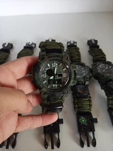 Reloj militar de camuflaje para hombre, pulsera de cuarzo LED resistente al agua hasta 50m, para deportes al aire libre, brújula, termómetro, reloj de emergencia