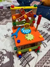 Caja de Herramientas de madera para niños, juego de simulación, Montessori educativo, tuerca, tornillo de desmontaje, herramienta de carpintero de reparación