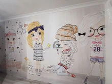Custom Wallpaper Store Cartoon Background Mural 3d Papier Beibehang Fashion Hand Girl
