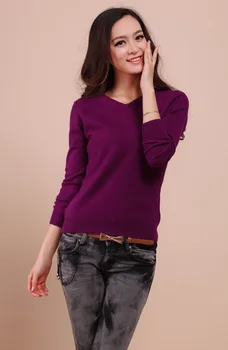 2020 autumn and winter fashion women's sexy V-neck candy color knitted sweater women
2020 autumn and winter fashion women's sexy V-neck candy color knitted sweater women