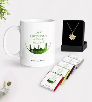 Personalized Religious Culture and Ethics Teacher White Mug Chocolate and Is Daisy Necklace Gift Set
Personalized Religious Culture and Ethics Teacher White Mug Chocolate and Is Daisy Necklace Gift Set