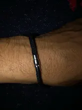 Pulseras de cuero de estilo clásico para hombre, accesorios para amantes de los botones de acero inoxidable, simples y negros, joyería tejida a mano, regalos