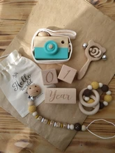 Mordedor de madera para bebé, sonajero de jirafa de ganchillo, sin BPA juguete, sonajero de madera para roedores, gimnasio móvil, juguetes educativos con logotipo personalizado, 1 ud.