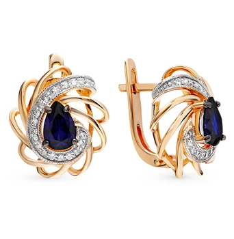 Gold earrings with sapphires and diamonds sunlight sample 585
Gold earrings with sapphires and diamonds sunlight sample 585
