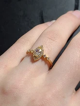 Anillo de piedra de cristal blanco para mujer, sortija de boda fina de oro amarillo de lujo para mujer, sortija de compromiso Vintage de hoja nupcial