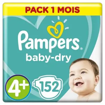 PAMPERS Baby Dry Size 4 + - 9 to 18kg - 152 diapers-Format pack of 1 month 
PAMPERS Baby Dry Size 4 + - 9 to 18kg - 152 diapers-Format pack of 1 month