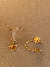 Pendientes con Clip de estrella de diamantes de imitación para mujer, joyería coreana sencilla, bisutería sin perforación