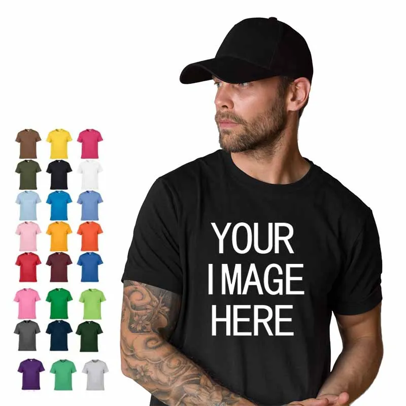 NO LOGO Price 100%Cotton Short Sleeve Solid Color O-neck T-shirt Tops Tee Customized Print Your Own Design Printed Unisex Tshirt | Мужская