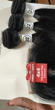Mechones de pelo sintético con mezcla de animales, extensiones de pelo de paquete liso de seda con cierre de encaje 4x4, mezcla de cabello humano Natural Adorable 3 + 1