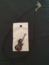 Collar de guitarra de acero inoxidable 316L para hombre, cadena de cuero, colgantes