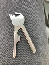 Multiherramienta EDC 6 en 1 de acero inoxidable, llavero cadena colgante, cortador de bolsillo, cuchillo, destornillador, 1 ud.