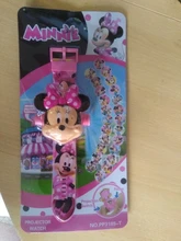 Minnie de Disney-relojes de proyección 3D para niños, figuras de anime de dibujos animados, con tapa, regalo para niñas