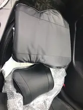 Cojín lumbar de cuero Pu para asiento de coche, almohada negra para reposacabezas, cuello, espuma de memoria, alivio del dolor de cintura y espalda
