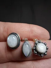 Natural Oval 6x10 8x12 10x14 MM piedra lunar de plata de ley 925 pendientes para las mujeres joyería de la vendimia de la fiesta de compromiso aniversario regalo venta al por mayor