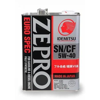 Engine oil Idemitsu zepro Euro spec F-S 5w40 SN/CF 4L
Engine oil Idemitsu zepro Euro spec F-S 5w40 SN/CF 4L