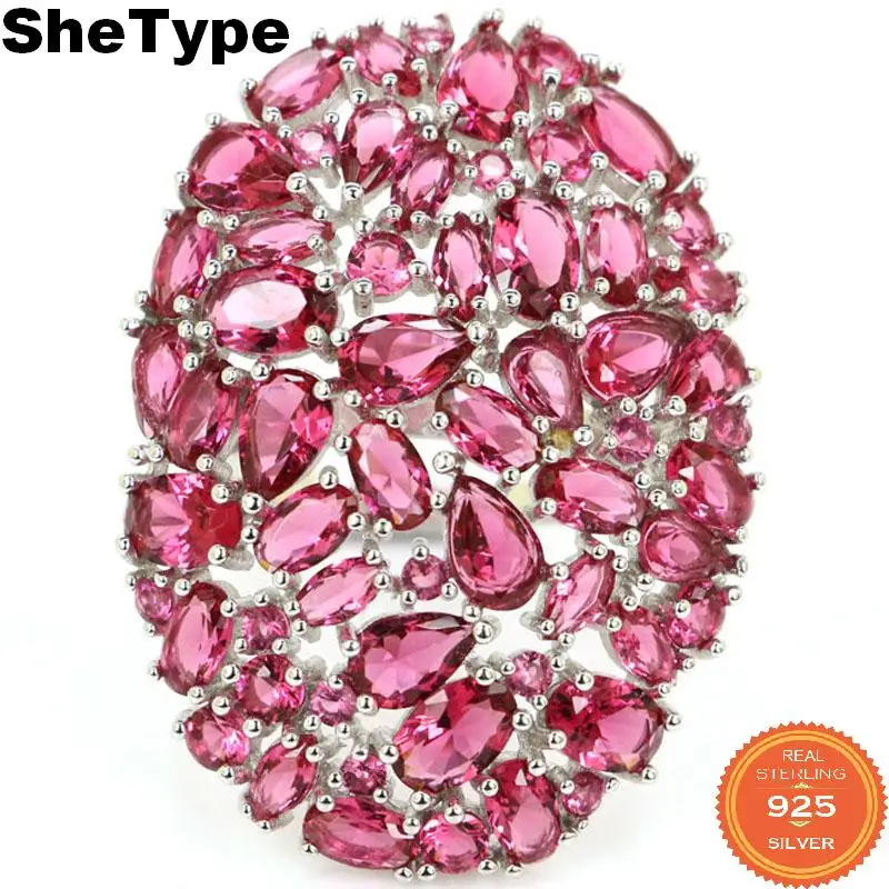 38x29mm Big Heavy 9.1g European Style Created Pink Raspberry Rhodolite Garnet Real 925 Solid Sterling Silver Earrings 36x10mm 
38x29mm Big Heavy 9.1g European Style Created Pink Raspberry Rhodolite Garnet Real 925 Solid Sterling Silver Earrings 36x10mm