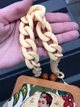 1 ordenador desmontable bolsa de hombro correa de resina acrílica de la cadena de bolso de asas DIY reemplazo de Color sólido bolsa de accesorios 30cm/41cm