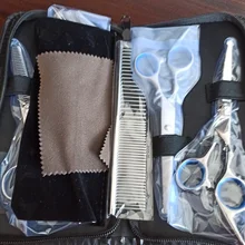 Tijeras profesionales para mascotas, Kit de herramientas de corte de pelo de gato con borde afilado, tijeras de hoja curvada de acero inoxidable, peluquero para mascotas