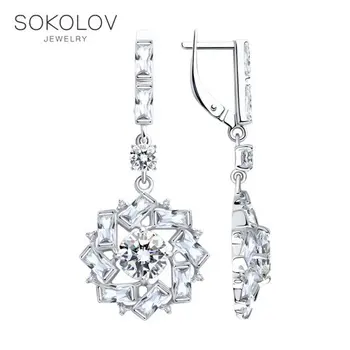 SOKOLOV Silver drop earrings with stones with cubic zirconia fashion jewelry silver 925 women's/men's, male/female, long earrings, women's male 
SOKOLOV Silver drop earrings with stones with cubic zirconia fashion jewelry silver 925 women's/men's, male/female, long earrings, women's male