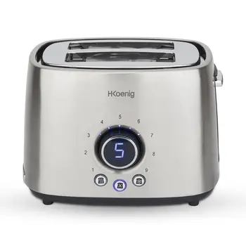 H. koenig TOS8 Toaster 2 slices, wide Grooves, Defrosting Fast and uniform 1000 W, Stainless Steel, Plated
H. koenig TOS8 Toaster 2 slices, wide Grooves, Defrosting Fast and uniform 1000 W, Stainless Steel, Plated