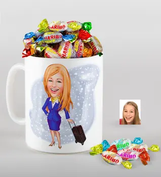 Personalized Stewardess Caricature Of mug And Haribo Fruitbons Candy Gift Seti-2
Personalized Stewardess Caricature Of mug And Haribo Fruitbons Candy Gift Seti-2