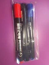 Juego de rotuladores permanentes resistentes al agua, tinta de aceite en CD, tela de papel, metal, cerámica, madera, oficina y escuela, color negro, azul, rojo, 3 uds., F6842