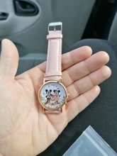 Zegarki-reloj de cuarzo con dibujos animados para mujer, nuevo accesorio de pulsera de cuero rosa con ratón