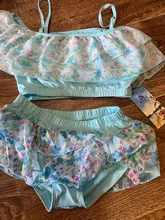 Trajes de baño de poliéster para niñas, ropa de baño de dos piezas, Traje de baño Floral, 3 a 15 años