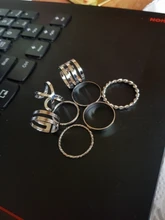 8 unids/set redondo de diseño Simple anillos de Color dorado Conjunto para las mujeres hecho a mano geometría dedo anillo de joyería femenina regalos