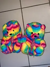 Zapatillas lindas de piel sintética antideslizantes para mujer, zapatos cálidos de invierno, con dibujos animados de oso de peluche, para el hogar