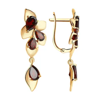 Sokolov drop earrings with stones in gold with grenades, fashion jewelry, 585, women's male, long earrings
Sokolov drop earrings with stones in gold with grenades, fashion jewelry, 585, women's male, long earrings