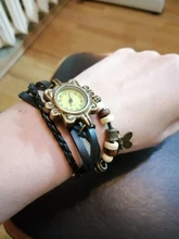 Las mujeres casuales multicapa Vintage mariposa de pulsera de cuero reloj de pulsera damas mujer reloj Montre Femme, relojes caliente 2017