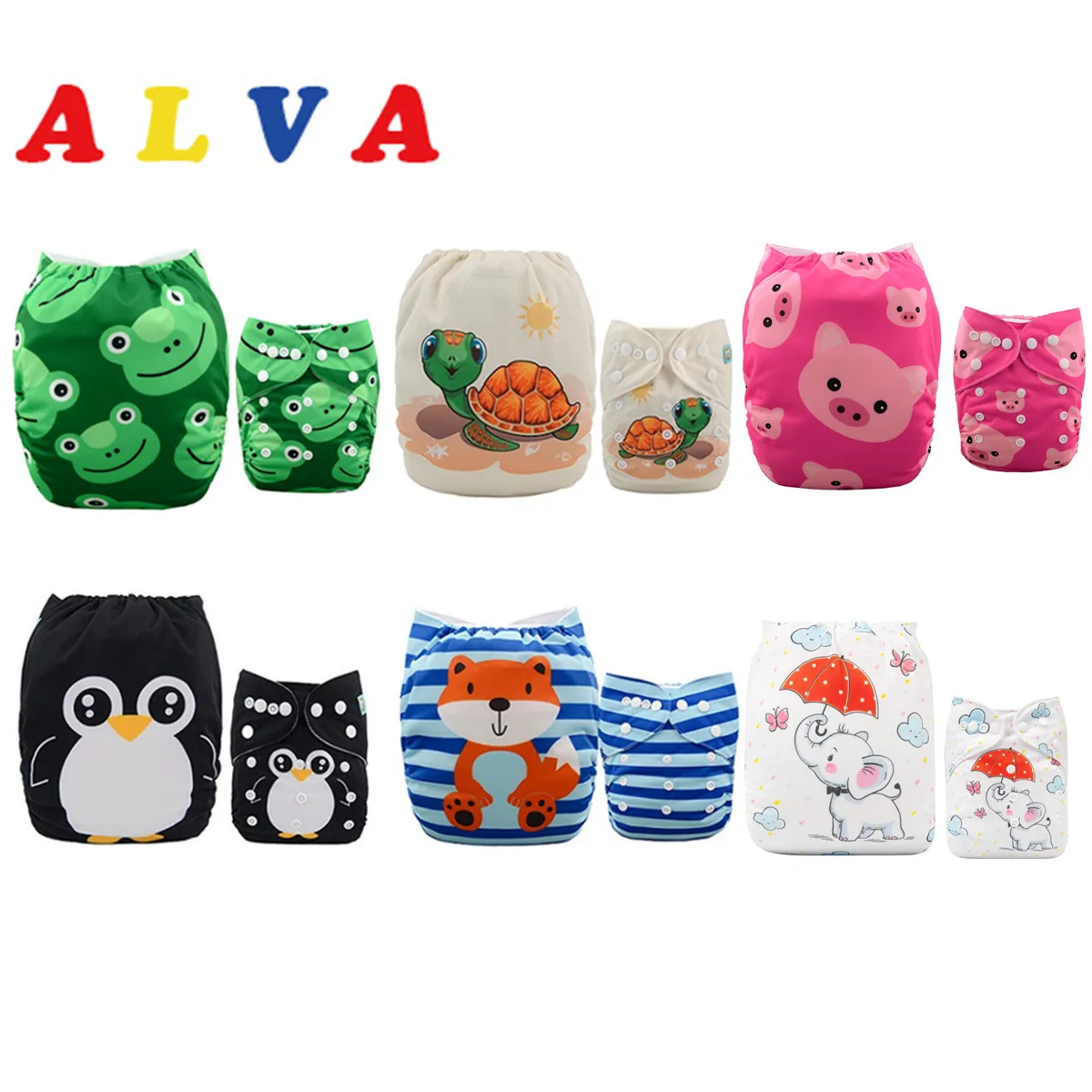 ALVABABY 6pcs Eco-friendly Baby Cloth Diapers Reusable Modern Nappy | Мать и ребенок