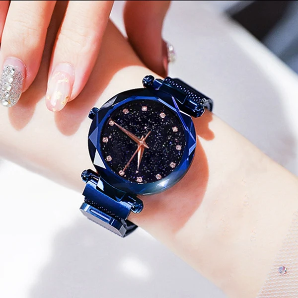 Top-Brand-Watches-For-Women-Rose-Gold-Mesh-Magnet-Buckle-Starry-Quartz-Watch-Geometric-Surface-Casual (7)