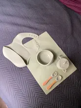 Vajilla de alimentación de bebé sin BPA, tazón de silicona de grado alimenticio, Mantel Individual, tenedor, cuchara, vasos de alimentación, suministros para bebés, 6 uds.