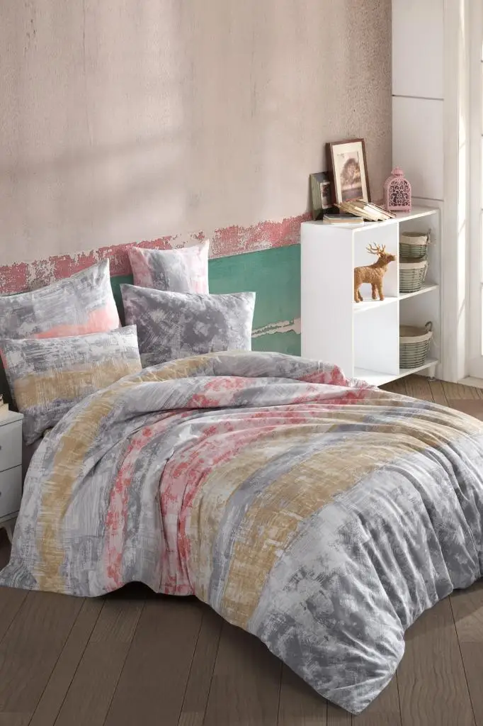 Bedding Set fitted sheet with 100% Cotton | Luxury Ranforce Bed Linen Set 4 pcs Duvet Cover Set from Turkey retro Beige 
Bedding Set fitted sheet with 100% Cotton | Luxury Ranforce Bed Linen Set 4 pcs Duvet Cover Set from Turkey retro Beige