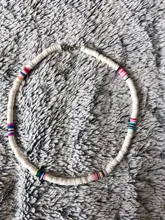 Gargantilla Bohemia con cuentas de barro colorido para la playa collar de arcilla polimérica Boho Arco Iris joyería ajustable para mujeres y niñas