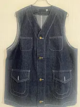 Rayas verticales hombres chaleco Japón Amekaji Multi-chalecos con bolsillo 2020 marca Casual sin mangas carga chaqueta chaleco S-XXL