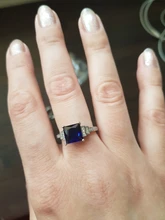 Huitan-anillo cuadrado azul con cuatro garras para mujer, diseño Vintage, Circonia cúbica de lujo, joyería femenina, anillos de boda