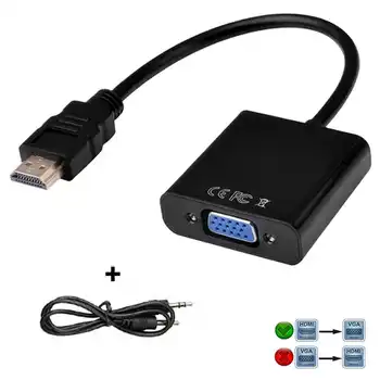 Full HD 1080P Digital HDMI Male to Analog VGA Female Video Converter Adapter Cable Audio Mini Jack 3,5mm Black for PC
Full HD 1080P Digital HDMI Male to Analog VGA Female Video Converter Adapter Cable Audio Mini Jack 3,5mm Black for PC