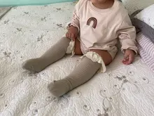 Medias hasta la rodilla de encaje con volantes para niños recién nacidos niñas, medias de princesa a la moda