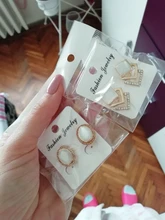 GRACE JUN-pendientes de piedra de Color dorado para mujer, aretes sin perforaciones, con Clip geométrico, joyería 2019