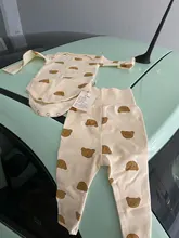Body de manga larga para bebés recién nacidos, ropa con impresión de caricatura de oso, conjunto de ropa informal, trajes de 2 piezas, primavera y otoño