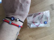 Pulsera trenzada de cordel rojo de la suerte para hombre y mujer, Simple, hecha a mano, azul turco, cuentas de ojo malvado, joyería de amistad