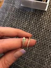 ZHOUYANG-Anillos ajustables para mujer, exquisita y bonita serpiente de circón, Color amarillo claro y dorado, regalos del anillo abiertos, joyería R072